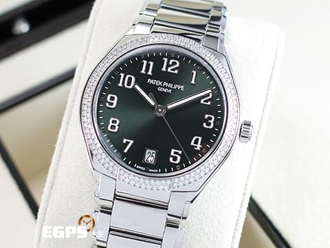 PATEK PHILIPPE 百達翡麗 PP錶 Twenty~4系列 7300/1200A-011 橄欖綠色日輝紋面盤  不鏽鋼 原鑲鑲鑽 2024年保單 自動上鍊 36mm