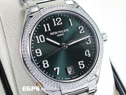 PATEK PHILIPPE 百達翡麗 PP錶 Twenty~4系列 7300/1200A-011 <font color=#01B468>橄欖綠色日輝紋面盤 </font> 不鏽鋼 <font color=#FF0000>原鑲鑲鑽 2024年保單</font> 自動上鍊 36mm