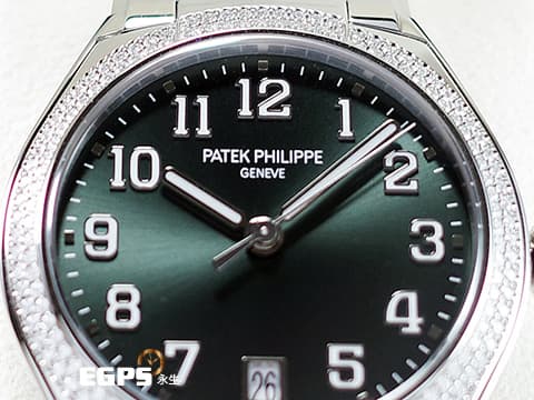 PATEK PHILIPPE 百達翡麗 PP錶 Twenty~4系列 7300/1200A-011 橄欖綠色日輝紋面盤  不鏽鋼 原鑲鑲鑽 2024年保單 自動上鍊 36mm