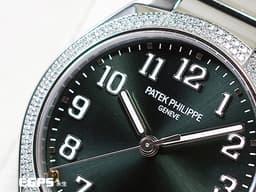 PATEK PHILIPPE 百達翡麗 PP錶 Twenty~4系列 7300/1200A-011 <font color=#01B468>橄欖綠色日輝紋面盤 </font> 不鏽鋼 <font color=#FF0000>原鑲鑲鑽 2025年保單 新式摺疊帶扣</font> 自動上鍊 36mm