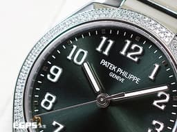 PATEK PHILIPPE 百達翡麗 PP錶 Twenty~4系列 7300/1200A-011 <font color=#01B468>橄欖綠色日輝紋面盤 </font> 不鏽鋼 <font color=#FF0000>原鑲鑲鑽 2024年保單</font> 自動上鍊 36mm