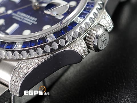 ROLEX 勞力士 Submariner 116610 潛航者 不鏽鋼材質 水鬼 快調式摺疊帶扣  大名鼎鼎的時間管理大師潮錶、客製化藍色面盤、精鑲寶石錶框、錶耳 潛水錶 自動上鍊 40mm