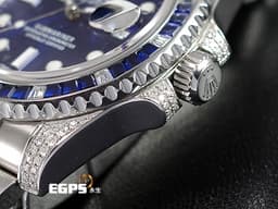 ROLEX 勞力士 Submariner 116610 潛航者 不鏽鋼材質 水鬼 快調式摺疊帶扣 <font color="#FF0000"> 大名鼎鼎的時間管理大師潮錶、<font color="#2828FF">客製化藍色面盤、精鑲寶石錶框、錶耳</font></font> 潛水錶 自動上鍊 40mm