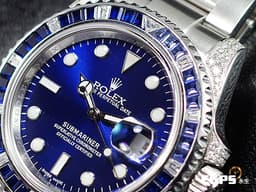 ROLEX 勞力士 Submariner 116610 潛航者 不鏽鋼材質 水鬼 快調式摺疊帶扣 <font color="#FF0000"> 大名鼎鼎的時間管理大師潮錶、<font color="#2828FF">客製化藍色面盤、精鑲寶石錶框、錶耳</font></font> 潛水錶 自動上鍊 40mm