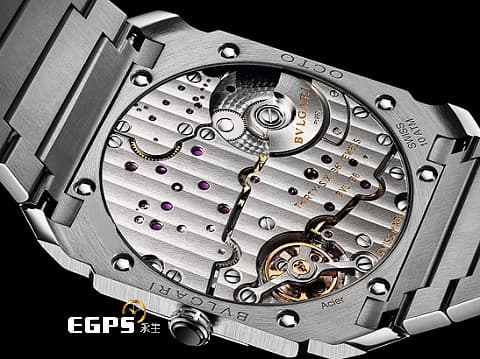 BVLGARI 寶格麗 Bulgari Octo Finissimo系列 103431 藍色太陽紋面盤 八角形多稜角設計錶框 小秒針 PT950 鉑金微型自動盤 超薄 不鏽鋼 2025年保單 自動上鍊 40mm