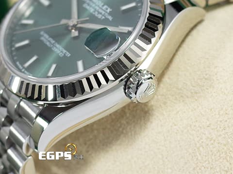 ROLEX 勞力士 Datejust 31 蠔式日誌型 278274 薄荷綠色面盤 DJ31 經典三角坑紋錶圈 2025年新式保卡 紀念型（JUBILEE）五銖錶帶 僅試戴極新品 自動上鍊 31mm