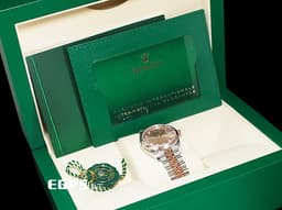 ROLEX 勞力士 Datejust 31 蠔式日誌型 278271 不鏽鋼&amp;18K玫瑰金材質 半金款 <font color="#fde5c9">原廠鑲嵌鑽石時標 日亮金色面盤</font>&nbsp;<font color="#FF0000">2026年木質保卡 紀念型五銖款錶帶</font>&nbsp;自動上鏈 31mm
