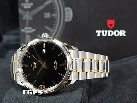 TUDOR 帝舵 Style 風尚 系列 12703 黑色面盤&nbsp;18K黃金 半金款腕錶超值首選&nbsp;經典 大三針&nbsp;2021年保單 自動上鍊 41mm