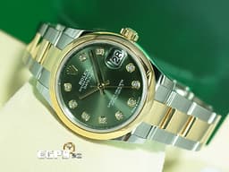 ROLEX 勞力士 Datejust 31 蠔式日誌型 278243 18K黃金&不鏽鋼材質 半金款 <font color=#6D8E23>原廠鑽石時標 橄欖綠色面盤</font>  <font color=#FF0000>2025年保卡</font> 自動上鍊 31mm