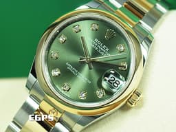 ROLEX 勞力士 Datejust 31 蠔式日誌型 278243 18K黃金&不鏽鋼材質 半金款 <font color=#6D8E23>原廠鑽石時標 橄欖綠色面盤</font>  <font color=#FF0000>2025年保卡</font> 自動上鍊 31mm
