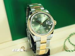 ROLEX 勞力士 Datejust 31 蠔式日誌型 278243 18K黃金&不鏽鋼材質 半金款 <font color=#6D8E23>原廠鑽石時標 橄欖綠色面盤</font>  <font color=#FF0000>2025年保卡</font> 自動上鍊 31mm