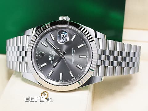 ROLEX 勞力士 DATEJUST II 蠔式日誌型 經典 126334 18K白金框 銀灰色面盤 柱狀夜光時標  2026年新式保卡  自動上鏈 41mm
