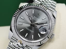 ROLEX 勞力士 DATEJUST II 蠔式日誌型 經典 126334 18K白金框 <font color="#70CCE1">銀灰色面盤</font> 柱狀夜光時標 <font color="#FF0000"> 2026年新式保卡 </font> 自動上鏈 41mm
