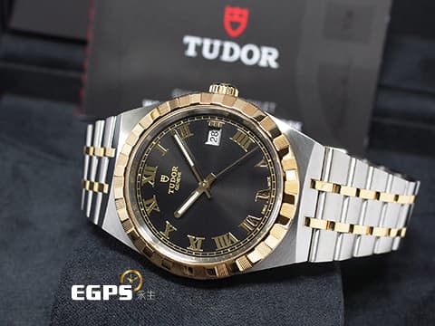 TUDOR 帝舵 ROYAL 皇家系列 28503-0006 不鏽鋼材質 黑色面盤 金色羅馬數字時標 2026年保卡 自動上鍊 38mm