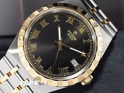 TUDOR 帝舵 ROYAL 皇家系列 28503-0006 不鏽鋼材質 <font color="#f9e49a">黑色面盤 金色羅馬數字時標</font> <font color="#ff0000">2026年保卡</font> 自動上鍊 38mm
