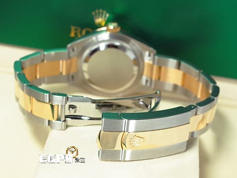 ROLEX 勞力士 Lady-Datejust 28 蠔式日誌型 279173 白色面盤搭配金色羅馬數字時標 18K黃金 半金款 DJ28 經典三角坑紋錶圈 2021年保單 蠔式（Oyster）三節板帶 自動上鍊 28mm