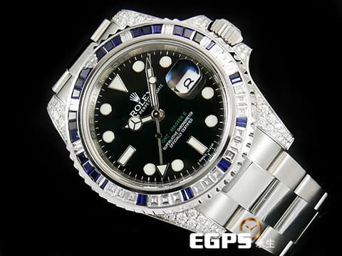 ROLEX 勞力士 GMT-Master II 116710LN 格林威治型 精鑲鑽錶 116710 LN 兩地時區  店長說：這個精鑲藍寶石鑽框，讓您花少少的錢，卻有著完全不同的感覺，價值感值上百萬等級，不想到處撞錶跟別人一樣，趕快來買吧！！ 自動上鍊 40mm