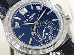 PATEK PHILIPPE 百達翡麗 PP錶 5961P-001  
複雜功能飛返計時年曆錶 <font color="#FF0000">PT950鉑金材質 </font><font color="#05f0f0">原廠鑲嵌T鑽外框、T鑽摺疊帶扣、T鑽時標</font><font color="#FF0000">&nbsp;<font color="#0000E3">藍色面盤</font> 2025年保單</font>&nbsp;自動上鍊 40.5mm