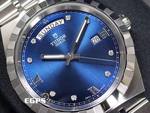 TUDOR 帝舵 ROYAL Date Day 皇家系列 M28600-0006 藍色太陽紋 鑽石時標面盤 不鏽鋼 2024年新式保卡 M28600 自動上鍊 41mm