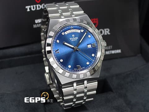 TUDOR 帝舵 ROYAL Date Day 皇家系列 M28600-0006 藍色太陽紋 鑽石時標面盤 不鏽鋼 2024年新式保卡 M28600 自動上鍊 41mm