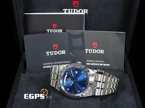 TUDOR 帝舵 ROYAL Date Day 皇家系列 M28600-0006 藍色太陽紋 鑽石時標面盤 不鏽鋼 2024年新式保卡 M28600 自動上鍊 41mm