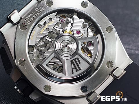 Audemars Piguet 愛彼 AP錶 Royal Oak Offshore 皇家橡樹 離岸型 26420SO.OO.A002CA.01 黑熊貓 經典黑色「Méga Tapisserie」超大型格紋面盤搭配銀灰色計時盤 26420 SO 飛返 計時碼錶 不鏽鋼 陶瓷錶框 2023年保單 新式快拆錶帶 附鱷魚皮錶帶扣 ROO 自動上鍊 43mm