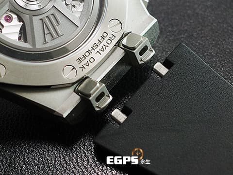 Audemars Piguet 愛彼 AP錶 Royal Oak Offshore 皇家橡樹 離岸型 26420SO.OO.A002CA.01 黑熊貓 經典黑色「Méga Tapisserie」超大型格紋面盤搭配銀灰色計時盤 26420 SO 飛返 計時碼錶 不鏽鋼 陶瓷錶框 2023年保單 新式快拆錶帶 附鱷魚皮錶帶扣 ROO 自動上鍊 43mm