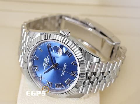 ROLEX 勞力士 DATEJUST 41 經典 蠔式日誌型 126334 搶手 羅馬時標藍色面盤 18K白金框 2025年保單 紀念型（Jubilee）五銖錶帶 自動上鍊 41mm
