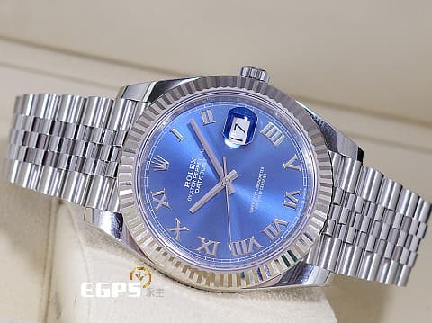 ROLEX 勞力士 DATEJUST 41 經典 蠔式日誌型 126334 搶手 羅馬時標藍色面盤 18K白金框 2025年保單 紀念型（Jubilee）五銖錶帶 自動上鍊 41mm
