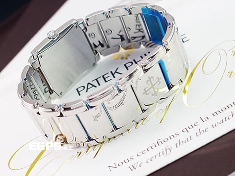 PATEK PHILIPPE 百達翡麗 PP錶 Twenty-4 4910/1200A-001 原鑲鑽錶 藍色日輝紋面盤 2021年保卡&nbsp;石英機芯 25x30mm