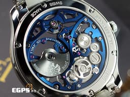 PIAGET 伯爵 Polo skeleton系列 G0A45004 <font color="#2828FF">藍色鏤空面盤 微型自動盤超薄鏤空機芯</font>&nbsp;枕型 不鏽鋼 <font color="#FF0000">2023年保單 新式快拆錶帶 另附原廠藍色皮錶帶</font> 自動上鍊 42mm