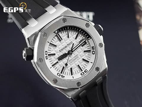 Audemars Piguet 愛彼 AP錶 Royal Oak Offshore Diver 皇家橡樹 離岸型 潛水錶 15710ST.OO.A002CA.02 潛水錶 15710 ST 白呆 2017年保單 台灣公司貨 透背款 自動上鍊 42mm