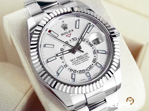 ROLEX 勞力士 Sky-Dweller 天行者 326934 年曆錶 兩地時區 不鏽鋼材質 白色面盤&nbsp;2021年新式保卡&nbsp;自動腕錶 42mm