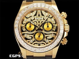 ROLEX 勞力士 DAYTONA 迪通拿 116588TBR 18K黃金材質 <font color="#05f0f0">原廠鑲嵌鑽錶 抽象虎紋滿天星鑽石面盤 大梯鑽錶圈</font> <font color="#fafa01">足球巨星內馬爾Neymar同款  已經絕種的猛虎面</font> <font color="#ff0000">2021年保卡</font> 自動上鏈 40mm