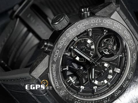 TAG Heuer 泰格 豪雅 Carrera 卡萊拉 Tourbillon Choronograph 計時碼錶 CAR5A8P. FC6415 鍛造碳材質 鏤空面盤&nbsp;浮動式 飛行陀飛輪 全球限量500顆&nbsp;自動上鍊 45mm