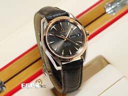 OMEGA 歐米茄 SEAMASTER 海馬系列 AQUA TERRA 150 年曆錶 23123392206001 <font color="#e6bd84">18K玫瑰金材質 半金款 灰色夾板紋面盤</font>&nbsp;<font color="#FF0000">2021年保卡</font>&nbsp;同軸擒縱 自動上鍊 38.5mm