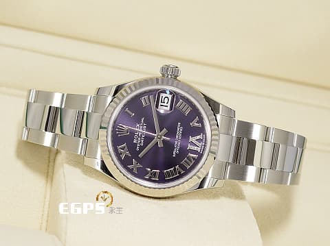 ROLEX 勞力士 Datejust 31 蠔式日誌型 278274 不鏽鋼材質&nbsp;茄紫色面盤 原廠VI鑲鑽時標&nbsp;DJ31 經典三角坑紋錶圈 2025年新式保卡 自動上鍊 31mm