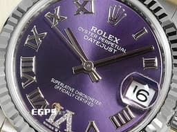 ROLEX 勞力士 Datejust 31 蠔式日誌型 278274 不鏽鋼材質&nbsp;<font color="#B15BFF">茄紫色面盤 原廠VI鑲鑽時標&nbsp;</font>DJ31 經典三角坑紋錶圈 <font color="#FF0000">2025年新式保卡</font> 自動上鍊 31mm