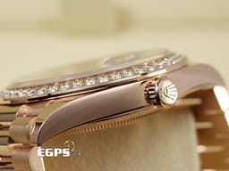 ROLEX 勞力士 Day-Date 40 DD40 蠔式 星期日曆型 228345RBR 永恆玫瑰金&nbsp;<font color="#fdc7aa">稀有赤鐵石英面盤【熔岩巧克力】原廠鑲嵌鑽石錶圈 梯形鑽石時標</font>&nbsp;228235&nbsp;<font color="#FF0000">2021年保卡</font>&nbsp;自動上鍊 40mm
