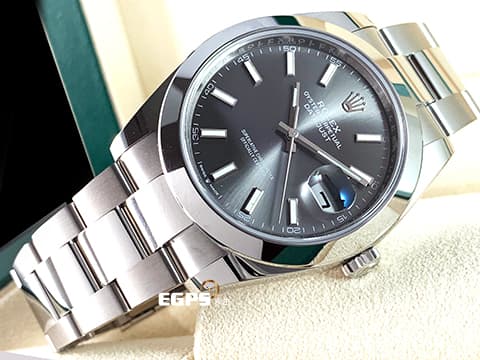 ROLEX 勞力士 Datejust 41 蠔式日誌型 126300 石板灰色錶面 柱狀時標 DJ41 不鏽鋼 大三針 2025年新式保卡 蠔式（Oyster）三節錶帶 自動上鍊 41mm