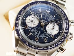 OMEGA 歐米茄 speedmaster 超霸 Chonoscope系列 329.30.43.51.03.001 不鏽鋼鍊帶款 <font color=#0000FF> 深藍色蝸紋面盤 32930435103001 </font> <font color=#FF0000>集測速計、測距儀、脈搏計於一體的雙眼計時盤，經典超霸致敬復刻款，2024年保單 </font> 手上鏈 43mm