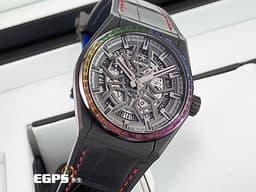 ZENITH 真力時 Defy Classic Rainbow 彩虹 33.9002.670/96.R587 黑陶瓷 鏤空面盤 <font color="#FF0000">原廠彩虹寶石框！限量150只！2021年台灣公司貨</font> 自動上鍊 41mm