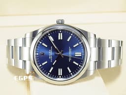 ROLEX 勞力士 Oyster Perpetual 41 蠔式恆動型 124300 <font color=#4169e1>亮藍色面盤 柱狀時標</font> 經典 OP41 不鏽鋼 <font color=#FF0000>2024年保卡</font> 自動上鍊 41mm