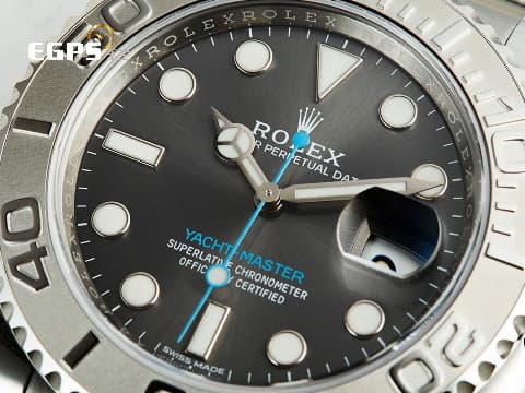 ROLEX 勞力士 Yacht-Master 116622 蠔式 遊艇名仕型 銀灰色面盤 藍色秒針指示 鉑金框&nbsp;2019年保卡 已貼膜&nbsp;自動上鍊 40mm