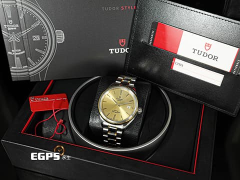 TUDOR 帝舵 Style 風尚 系列 12503&nbsp;香檳金色面盤&nbsp; 18K黃金 半金款 經典 大三針 半金腕錶超值首選&nbsp;2020年台灣公司貨&nbsp;自動上鍊 38mm