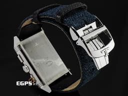 Jaeger Le-Coultre 積家 JLC Reverso Classic 翻轉系列 Q389848J 不鏽鋼材質&nbsp;<font color="#05f0f0">簡約大方的藍色太陽放射狀扭索飾紋錶盤&amp;逆跳計時機械結構鏤空錶盤 兩種風格隨意翻轉切換</font>&nbsp;<font color="#ff0000">2024年保卡 僅試戴收藏極新品</font> 手動上鏈 49.4 x 29.9mm