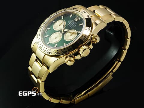 ROLEX 勞力士 Cosmograph Daytona 宇宙計時型 迪通拿 126508 新款 綠金迪 18K黃金材質&nbsp;綠色面盤搭配金色計時錶盤 計時碼表&nbsp;2026年保卡 賽車錶 自動上鍊 40mm