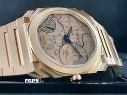 BVLGARI 寶格麗 Bulgari Octo Finissimo 104165 18K玫瑰金材質 <font color="#AAAAAA">超薄錶殼（厚 6.40 公釐）</font> <font color="#fca658">手繪機芯草圖面盤 全球限量 70 只</font> <font color="#FF0000">PT950鉑金微型自動盤 2025年保單</font> 自動上鍊 40mm