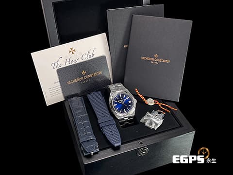 Vacheron Constantin 江詩丹頓 VC Oversea 縱橫四海 4500V/110A-B128  易拆卸替換錶帶裝置，日內瓦印記 2022年保單   絕美氣質出眾的藍面大三針 台灣公司貨 一錶三戴 自動上鏈&nbsp;41mm