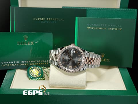 ROLEX 勞力士 DATEJUST 蠔式日誌型 DJ36 126281RBR 永恒玫瑰金半金款&nbsp;原鑲鑽石錶圈、銀灰色VI &amp; IX鑽面&nbsp;2026年保卡&nbsp;自動上鏈 36mm